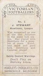 1934 Hoadley's Victorian Footballers #5 Stuart Stewart Back